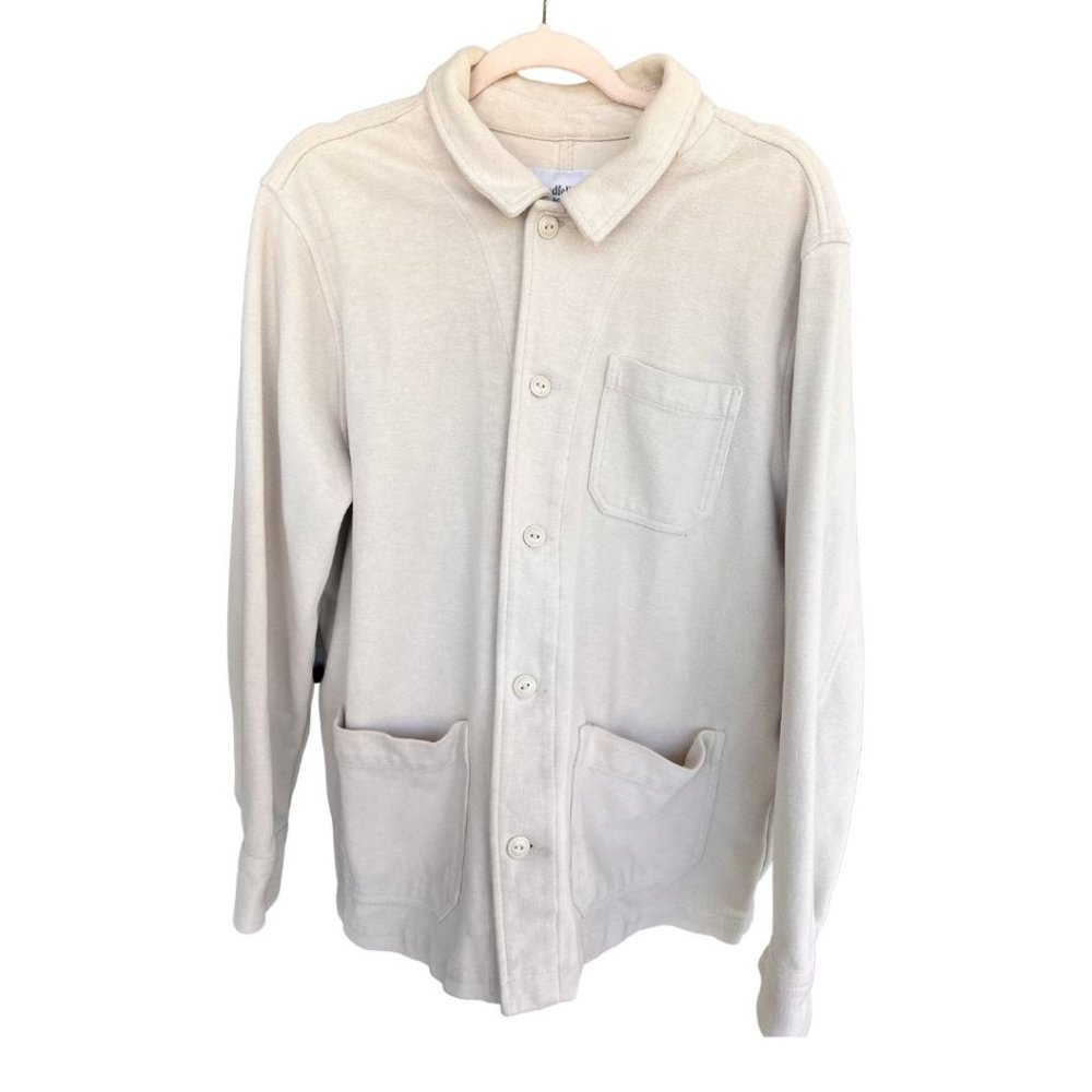 Goodfellow & Co Men's Standard Fit Knit Chore Shirt Jacket Beige